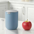 EKO Fandy 0.58 Gal/2.2L Mini Trash Can with Lid, Swing-Top Desktop Trash Can for Bathroom, Countertop, Vanity, Desk or Office, Small Garbage Bin (Blue)