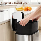 PayLessHere 13 Gallon (50L) in Home Recycling Bin Kitchen Stainless Steel Recycling Bin with Lid Removable Inner Bucket Foot Pedal Soft Close for Office Home Kitchen Garbage Can Trash Bin
