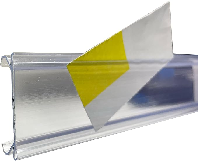 The Global Display Solution | Wire Shelf Ticket and Label Holder with Protective Window for Label Inserts | Perfect for Metro Style Shelves | 44.5" | 50 Pack | Clear