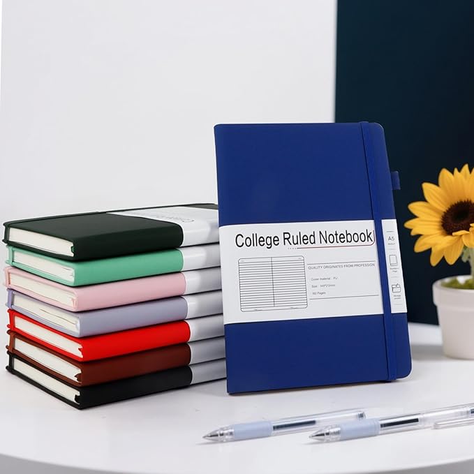 CronElysia A5 Lined Journal Notebooks for Work, 192 Pages, Medium 5.7 x 8.3inch, College Ruled, Vegan Leather Hardcover Journals for Women Men,1 Pack