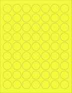 8-1/2 x 11" Neon Color High Light Fluorescent Labels for Laser & Inkjet Printer (YELLOW Fluorescent, 1" Round - 63 per Page - 3150 Labels)