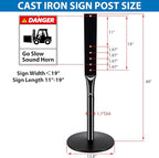 VAIIGO 2Pack Heavy Duty Parking Sign Post for Outside, 20lbs Cast Iron Base Sign Post for Outdoor Sign Holder, Yard Sign Stand, Street Sign Post, 49" Height, Black