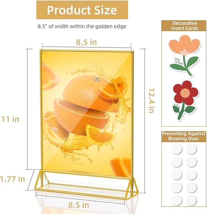 PPH-Sisy Acrylic Sign Holder 8.5X11 Clear Sign Holder,Double Sided Flyer Holder, Table Menu Holder Display Stand for Wedding Table Number (6pcs)