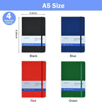 SUQJOY Lined Journal Notebooks, 4 Pack 160 Pages, 5.5x 8.2-Inch Journals for Women Men, Hardcover Notebook with 100 gsm Thick Paper, A5 Size College Ruled Notebook for Writing/Travel/Work (Assorted Color-4 Pack)