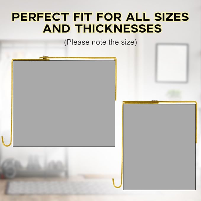 Amylove 4 Pcs Adjustable Cubicle Hanger Universal Partition Metal Cubicle Hooks Door Hanger, Adjusted to Fit Panels with 1 3/8 Inch to 3 1/2 Inch Thickness for Office Whiteboard (Gold)