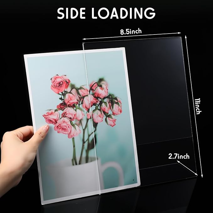 Jetec 30 Packs 8.5 x 11 Acrylic Sign Holder Clear Plastic Frames Acrylic Display Stands Vertical Slanted Back for Displaying Signs and Menus