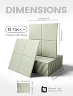 Large Felt Bulletin Board 48" x 36", 12-Pack 4-Compartment Wall Organizer, Cork Board Alternative with 70 Removable Adhesive Tabs, Modular Felt Panels for Home Office, Classroom and Study-Sage
