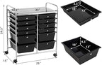 Giantex 12 Drawer Rolling Storage Cart Tools Scrapbook Paper Office School Organizer (Black)