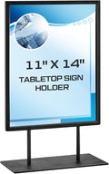 Zhengmy 1 Pcs Tabletop Sign Holder with Flat Base 11" x 14" Double Sided Countertop Sign Holder Vertical Desktop Display Stand Metal Poster Display Stand for Office Store Restaurant Hotels, Black