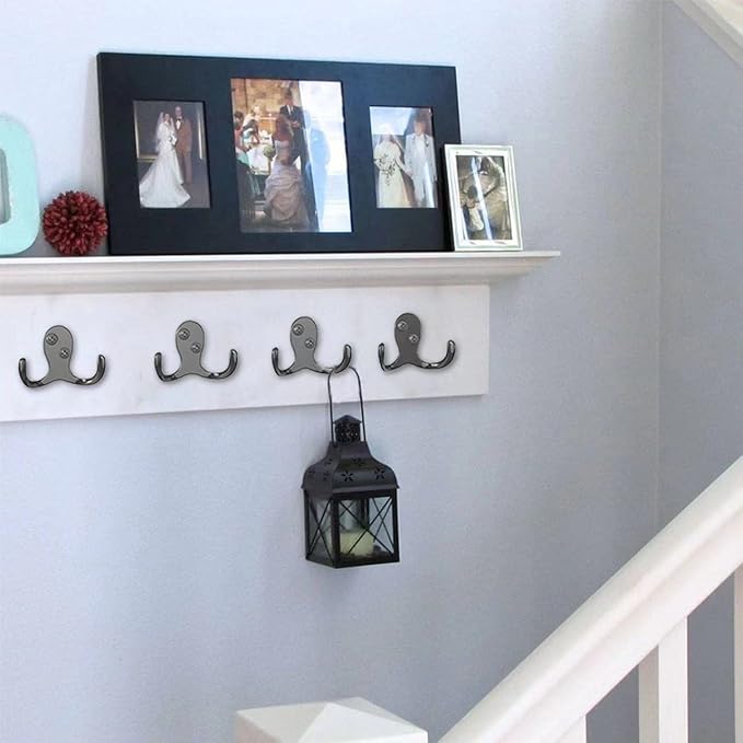ZAYBOD 12 PCS Heavy Duty Coat Hooks - Wall Mounted Hooks for Coats, Backpacks, Robes & Hats - Includes 24 Screws