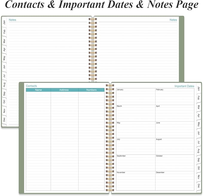 2026 Planner - Academic Planner 2026 from January 2026 to December 2026 with 12 Monthly Tabs, Flexible Cover, Inner Pocket, 8.5" x 11", Green