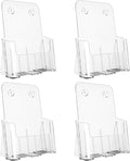 Argvey Acrylic Brochure Holder 8.5 x 11 inches, 4 Pack Clear Brochure Display Stand with Removable Divider for Trifold 4 Inches Wide Pamphlet, Plastic Flyer Holder for Magazine, Literature, Booklet