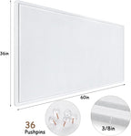 Large Bulletin Board, Foldable 60x36 Inches Cork Board Alternative, Large Felt Board Decorative Pin Board for Wall, Foldable Photo Board Self-Adhesive Vision Board with 36 Pushpins White