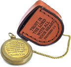 Trust in The Lord With All Your Heart - Proverbs 3:5-6 Quote Engraved Compass With Wooden Box, Greeting Card, Gift Compass, Graduation Day Gifts 2024 for Women Men Boys Girls