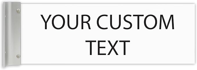 ALPHA DOG SIGNS Custom Projecting Hallway Nameplate, 4"x12" Double-Sided Business Sign, Personalized 2-Line Text, Indoor Outdoor, Easy Install, Durable, Made in USA (White)