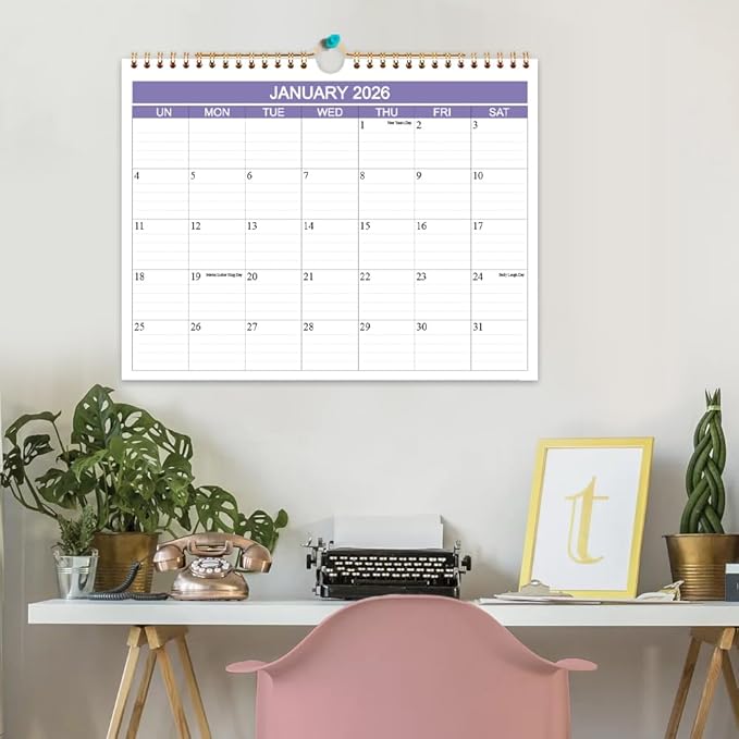 2026 Calendar- Wall Calendar 2026 Runs from January 2026 to June 2027-18 Months Calendar with Thick Paper for Planning and Organizing for Home or Office, 8.5 x 11 Inches, Purple