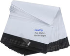newlng Poly Mailers Shipping Bags Mailing bags 10x13"/250x350mm+50mm White Shipping Envelopes Self-sealing Adhesive Waterproof and Tear-Proof Packaging Bags poly bag for Clothing Books Gift 30pcs