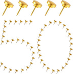 50Pcs Gold Metal Push Pins for Bulletin Board, Flat Thumb Tacks, Heavy Duty Pushpins for Cork Board Photos Wall Travel Maps Poster Picture Hanging, School Office Home Decorative