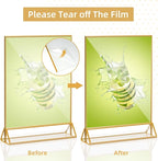 PPH-Sisy Acrylic Sign Holder 5X7 Gold Picture Frame,Double Sided Clear Display Stand , Table Acrylic Stand for Home Office Shop Restaurant (4pcs)