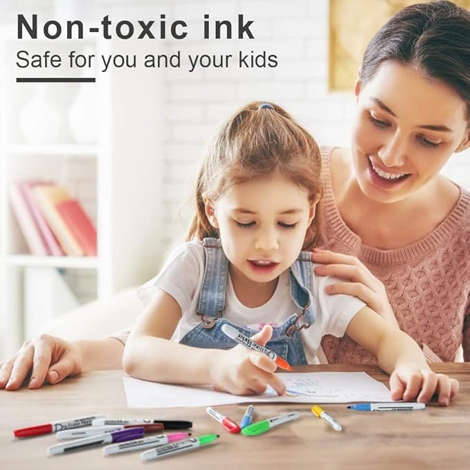 Volcanics Dry Erase Markers Low Odor Fine Whiteboard Markers Thin Box of 80, 10 Colors