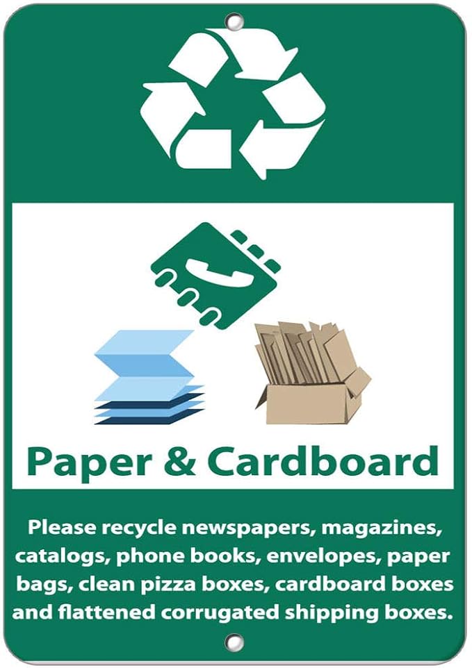 Paper & Cardboard Please Recycle Security Sign Vinyl Sticker Decal 8"