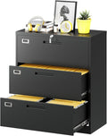 Fesbos Lateral File Cabinet with Lock, 3 Drawer Large Metal Filing Cabinet,Home Office Lockable Storage Cabinet for Hanging Files Letter/Legal/F4/A4 Size-Assembly Required