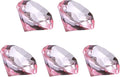PATIKIL 5 Pcs Diamond Crystal Paperweight, 40mm / 1.57 Inch Crystal Paperweight Paper Weight for Home Office Desktop Table Decor Wedding Party Jewelry Ornaments, Pink