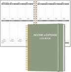 Heveboik Income & Expense Log Book - A4 Income and Expense Tracker for Small Business, Accounting Bookkeeping Tracking for Woman and Man, 8" x 10.5", Green