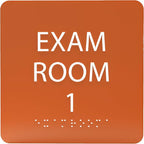 ADA CENTRAL SIGNS - 6" X6" Exam Room 1 Sign - ADA Compliant Tactile Graphics Grade 2 Braille Text Acrylic Wall Signs - Educational Institution Directional Assistance Test Center Door Sign for Schools