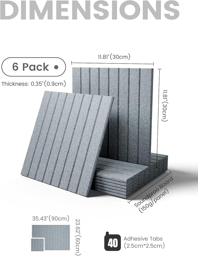 Large Felt Bulletin Board 36"x24" Cork Board Alternative - 6 Pack with 40 Safe Removable Adhesive Tabs, Cork Boards for Walls Cork Board for Home Office Classroom Pin Board-Blue Gray
