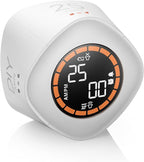 VEWINGL Cube Productivity Timer, 5/10/25/DIY Min Presets + Count-Up Mode, Time Display & Alarm Clock, Sound/Vibrate/Silent Alerts, Pause & Resume, Desk Timer for Work, Study, Kitchen (White)