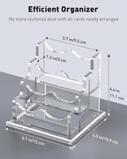 Uniclife Acrylic Business Card Holder for Desk 3 Slots Clear Horizontal Business Card Display Stand for Men & Women Desktop Name Card Organizer Card Stand for Office Home Exhibition, 180 Card Capacity