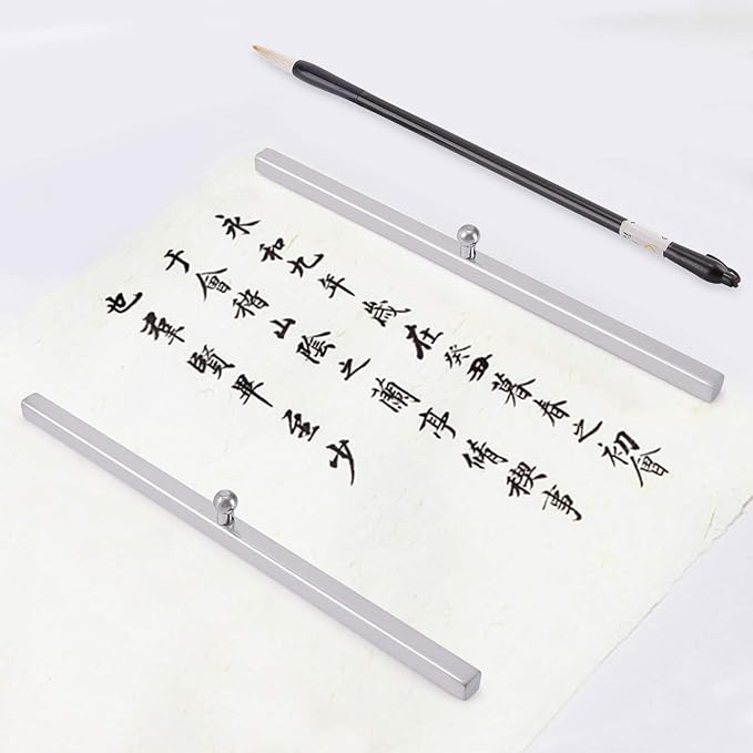 MEGREZ Metal Chinese Calligraphy Paperweight, Iron Paperweight for Holding Paper Flat, Calligraphy Practice Writing Tool Office Desk Accessories, 2 Pack