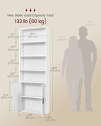 VASAGLE Custos Collection - Bookshelf, 6-Tier Tall Bookcase, Book Shelf with Doors, Open Storage Shelf, 9.4 x 23.6 x 68.9 Inches, for Living Room, Home Office, Dining Room, Cloud White ULBC402W01