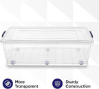 Superio Storage Bins with Lids, Clear Plastic Containers for Organizing, Stackable Totes, BPA Free, Odor Free, Organizer Boxes for Home, and Dorm (4 Pack, 42 Quart)