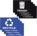 4pc Recycle Stickers + 4pc Trash Stickers | Weatherproof Vinyl Sticker Recycling Signs for Trash Bins, 7" x 10"