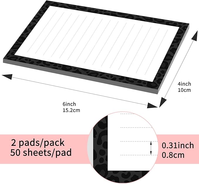 SXboxing Sticky Notes 4X6 Inches, 2 Pack Large Cute Self-Stick Pads, Bright Funny Memo Pads Easy to Stick for Home, Office Luxury Black Leopard