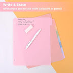 SKYDUE 8 Tab Durable Plastic Dividers, Big Tab Dividers for 3 Ring Binder, Write & Erase 3 Ring Binder Dividers with Tabs, with Sticker Labels, 1 Set, Aesthetic Pastels Binder Dividers