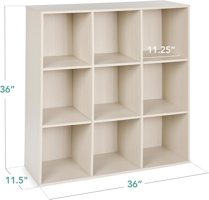 Best Choice Products 9-Cube Storage Organizer, 11in Shelf Opening, Bookcase, Display Shelf, Customizable w/ 3 Removable Back Panels - Whitewash