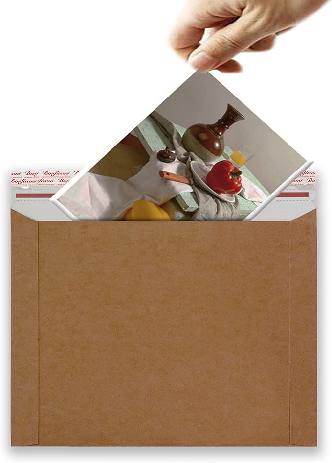Bonfasvo Rigid Mailers 30 Pack 9.5 x 12.5 inches Brown Self Seal Stay Flat Bulk Cardboard Kraft No Bend Mailers Peel and Seal for Document Photos Pictures Papers Files CD
