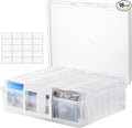 ALINK Photo Storage Box with Handle, 4" x 6" Photo Case Craft Keeper Organizer Container with 16 Inner Case and Label for Pictures, Arts, Crafts, Sewing, Stickers, Office Supplies - Clear