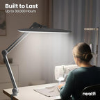 Neatfi XL 2,200 Lumens LED Desk Lamp with Clamp, 24W Bright Architect Task Lamp, 20 Inches Dimmable Computer Light, Adjustable Desk Light for Home, Office, Crafts, Nails & Hobbies (Non-CCT, Silver)