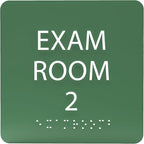 6" X6" Exam Room 2 Sign - ADA Compliant Tactile Graphics Grade 2 Braille Text Acrylic Wall Signs - Educational Institution Directional Assistance Test Center Door Sign for Schools