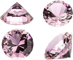 CLICK2GO 3” / 80 mm Light Pink Diamond Shaped Glass Crystal Paperweight – Home Office Decor & Valentine's Day Gift Wedding Favors Centerpieces Decoration with Gift Box