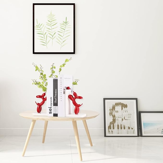 ZHANYUN Cute Balloon Dog Bookends - Animal Book Stoppers for Kids' Books, Unique Home Office Decor