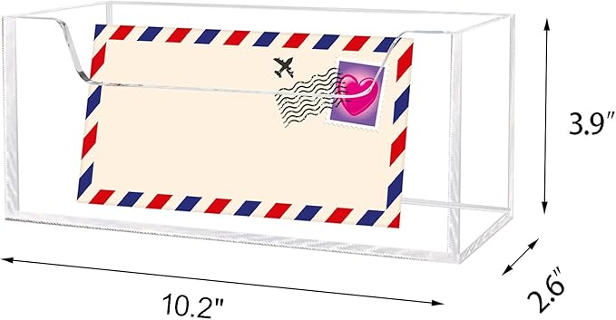 Mail Holder for Table, Acrylic Letter Holder Box for Desk or Wall Mount, Mail Organizer Countertop, Clear