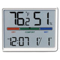 Luzsco Digital Hygrometer Indoor Thermometer, Clock with Temp & Humidity, Temp Gauge with Comfort Indicator, Wall/Magnetic/Desk Alarm Clock for Bedroom, Baby Room, Office, Kitchen, Garage (White)