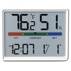 Luzsco Digital Hygrometer Indoor Thermometer, Clock with Temp & Humidity, Temp Gauge with Comfort Indicator, Wall/Magnetic/Desk Alarm Clock for Bedroom, Baby Room, Office, Kitchen, Garage (White)
