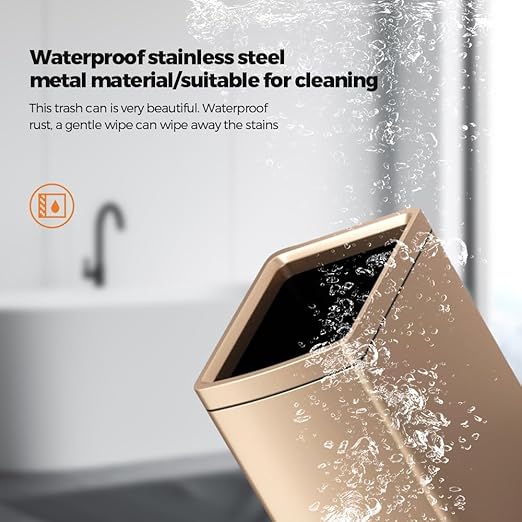 YOJIA 4.7 Gallon/18L Brushed Gold Bathroom Trash Can, Open Top Slim Dual Wastebaskte Simple Human Stainless Steel Garbage Can for Commercial Home Kitchen Office (18L Champagne Gold)