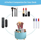 Marbrasse Desk Organizer, 360-Degree Rotating Pen Holder, Desk Organizers and Accessories with 5 Compartments Pencil Holder, Art Supply Storage Box Caddy for Office, Home（Light Blue）